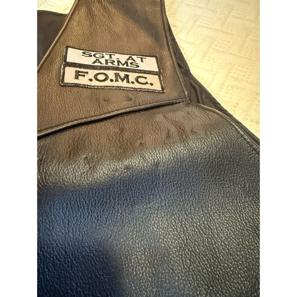 XXL Harley Davidson Leather Vest US Combat Veteran Navy POW Virginia Skull - Picture 7 of 16